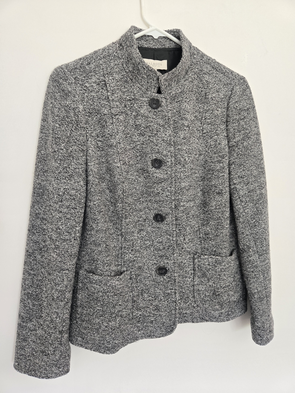 Talbots wool blend tailored heather gray blazer normcore classic 10P